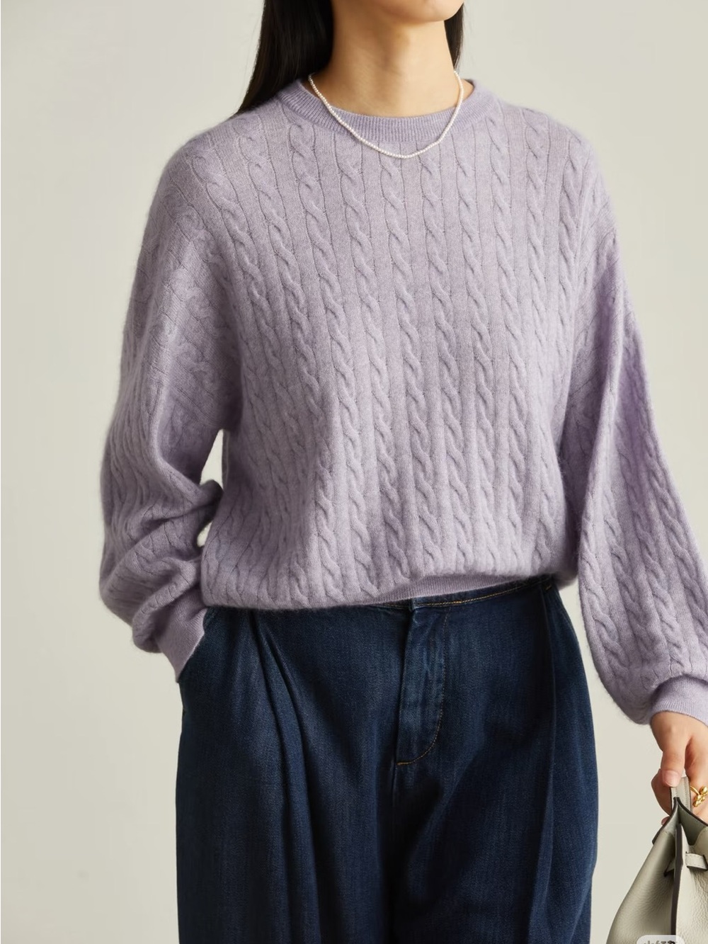 Brunello Cucinelli Lilac Cable-Knit Crewneck Sweater - Picture 8 of 14